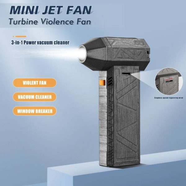 Mini Jet Fan, Brushless Violent Fan, Cordless Powerful Blowing Fan Compact and Lightweight – Black
