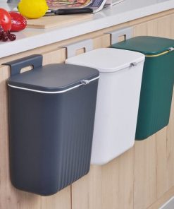 Wall Hanging Dustbin with Lid – Wall Mounted Trash Bin for Kitchen, Bathroom & Office