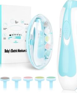 Electric Baby Nail File with Light – Safe Nail Trimmer Kit for Newborns & Toddlers, 6 Grinding Heads for Toes and Fingernails