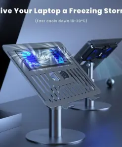 Laptop Cooling Stand with Aluminum Alloy Holder – 360° Swivel & Adjustable, Semiconductor Cooler & Rapid Cooling 50–86°F