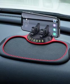Multi-Functional Car Anti-Slip Dashboard Mat with Rotatable Phone Holder & Temporary Parking Number – Universal Non-Slip Silicone Car Dash Pad