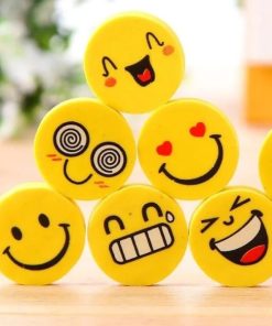 7 Pcs Emoji Pencil Erasers Set – Cute Yellow Smiley Face Erasers for Kids, School, Study, Drawing, Fun Stationery & Gift Use
