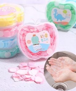 1 Pcs Portable Paper Soap Sheets in Cute Apple Shape Box – Travel Dissolvable Hand Wash Soap for Kids & Adults, Ideal for Outdoor, Kitchen & Camping