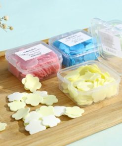 1 Pcs Flower Design Square Paper Soap Box – Portable Dissolvable Hand Wash Soap Sheets for Kids & Adults, Travel Soap for Kitchen, Toilet, Outdoor & Camping