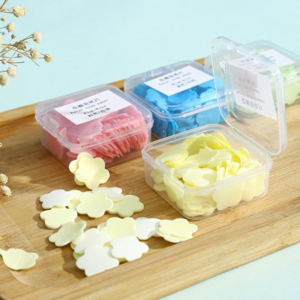1 Pcs Flower Design Square Paper Soap Box – Portable Dissolvable Hand Wash Soap Sheets for Kids & Adults, Travel Soap for Kitchen, Toilet, Outdoor & Camping