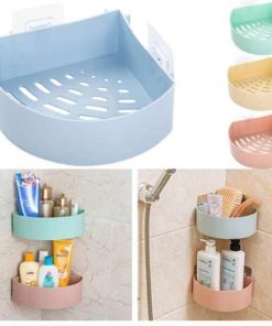Bathroom Triangle Corner Shelf – Self-Adhesive Wall Mounted Shower Caddy, Plastic Storage Organizer for Kitchen & Bathroom