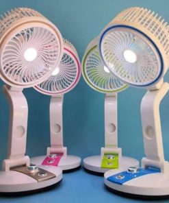LR-2018 Rechargeable Folding Table Fan with LED Light – Multifunctional Portable Cute Desk Fan for Home, Office, Travel & Outdoor Use