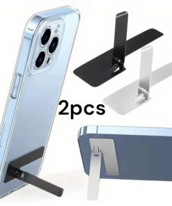 2 Pcs Ultra Thin Metal Foldable Phone Kickstand – Metal Mobile Holder Kickstand, Adjustable Angle for All Smartphones (Universal Compatibility)