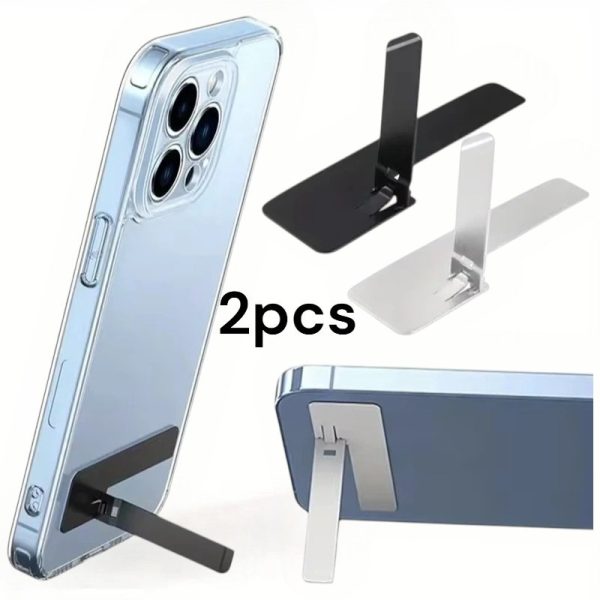 2 Pcs Ultra Thin Metal Foldable Phone Kickstand – Metal Mobile Holder Kickstand, Adjustable Angle for All Smartphones (Universal Compatibility)