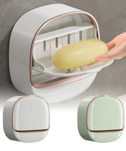 Soap Box Wall Mounted ABS Soap Box with Lid Waterproof Soap Dish Dishes Storage Box