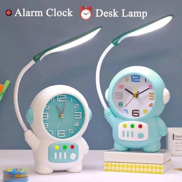 Cartoon Desk Lamp with Alarm Clock Desk Lamp Light Children Kids Reading Study Bedroom Living Room