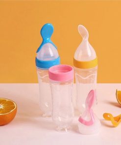 Squeezing Feeding Bottle Silicone Newborn Baby Training Rice Cereal Food Spoon