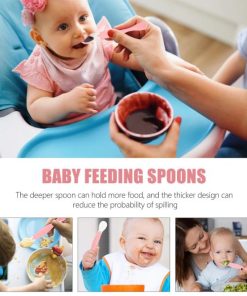 2Pcs Cute Baby Spoons Set Essential Silicone Feeding Spoons Compact Design for Kids