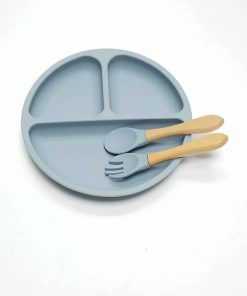 3pcs/Set Silicone Dinner Plate 3 Compartments Reinforced Suction Children's Silicone Bowl