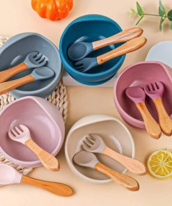 3PCS/Set Silicone Baby Feeding Bowl Tableware for Kids Waterproof Suction Bowl With Spoon