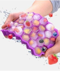 Honeycomb 37 Grid Ice Cube Tray with Lid – Non-Toxic Durable DIY Ice Mold Maker for Bar, Pub & Home Use