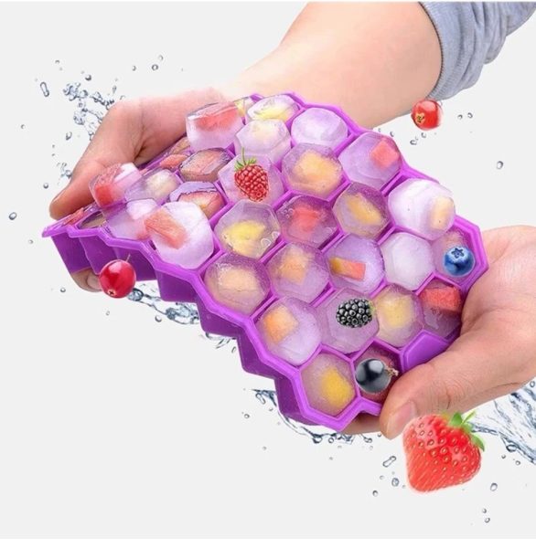 Honeycomb 37 Grid Ice Cube Tray with Lid – Non-Toxic Durable DIY Ice Mold Maker for Bar, Pub & Home Use