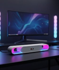 ZHY-R66 Bluetooth Soundbar 14W – 2.0 Channel Speaker with LED Lights & Multi-Connectivity for TV, PC & Mobile