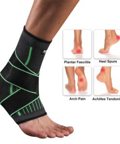 Elastic Ankle Brace Compression Sleeve – Foot Support Stabilizer for Plantar Fasciitis, Achilles Tendonitis & Sports Use