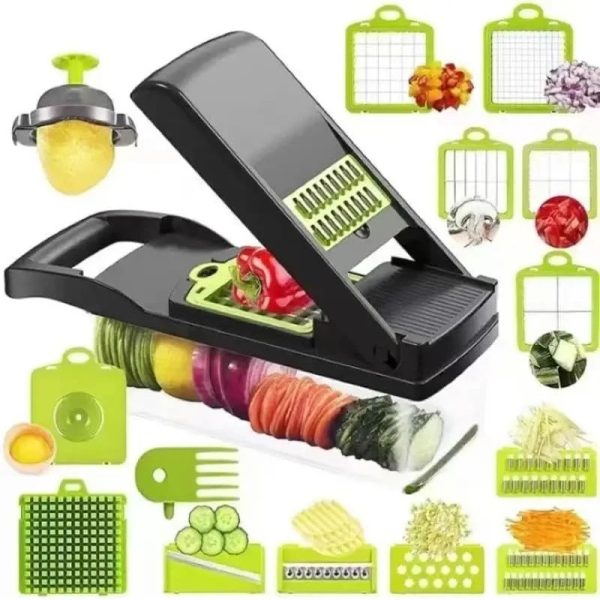 16-in-1 Vegetable Cutter & Grater – Multi-Function Slicer, Shredder & Chopper for Tomato, Carrot, Onion, Cheese & More