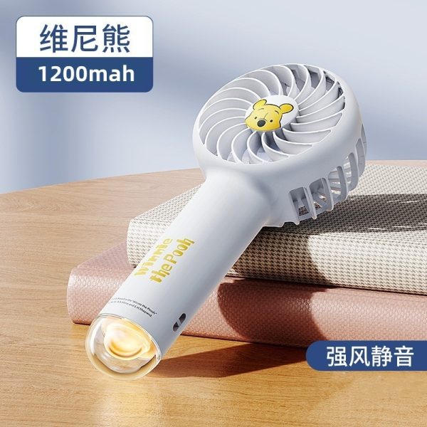 Cute Mini Handheld Fan with LED Light – 1200mAh Rechargeable Portable Fan for Indoor & Outdoor Use
