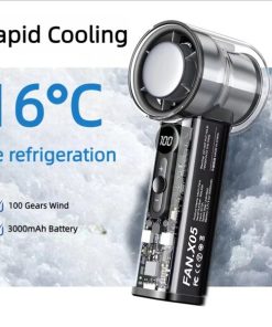 X05 Semiconductor Refrigeration Turbo Fan – High-Speed Handheld Electric Fan 3000mAh with Cooling Plate & Portable Design