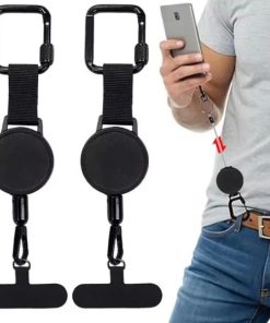 Retractable Anti-Theft Phone Tether – Steel Cable Mobile Safety Lanyard with Belt Clip & Carabiner