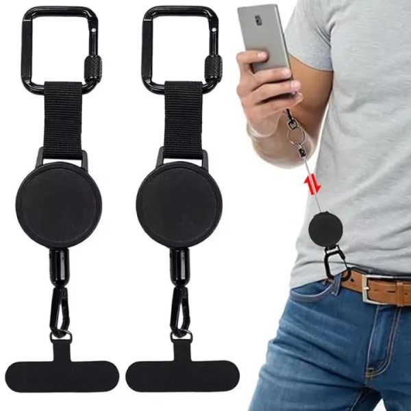 Retractable Anti-Theft Phone Tether – Steel Cable Mobile Safety Lanyard with Belt Clip & Carabiner