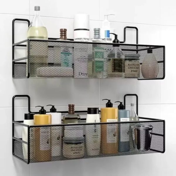 Metal Bathroom Wall Mounted Storage Rack – Shower Caddy Organizer Shelf with Soap Holder Basket for Shampoo, Toilet & Washroom Accessories