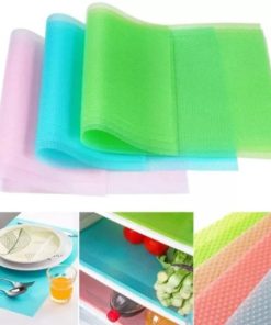 4 Pcs Washable Waterproof Refrigerator Shelf Mats & Liners – Non-Slip BPA-Free Multi-Color Fridge, Drawer & Cabinet Shelf Protectors with Spill Protection