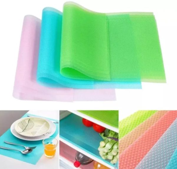 4 Pcs Washable Waterproof Refrigerator Shelf Mats & Liners – Non-Slip BPA-Free Multi-Color Fridge, Drawer & Cabinet Shelf Protectors with Spill Protection