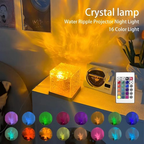 16 Color Ocean Wave Projector Light – Northern Lights Aurora Ripple LED Lamp with Remote Control for Bedroom, Bathroom & Home Decor