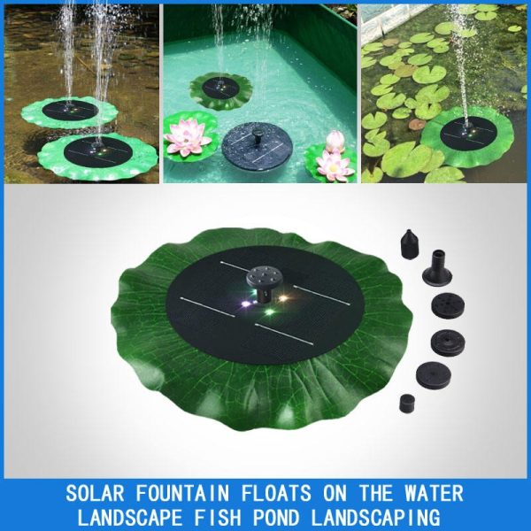 Lotus Leaf Solar Powered Floating Fountain Pump – Green Leaf Design Automatic Water Fountain for Bird Bath, Garden Pond, Aquarium & Outdoor Decoration