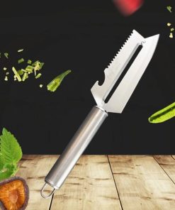 Multi-Function Stainless Steel Kitchen Knife – Fruit, Vegetable & Fish Cutting Knife with Scale Peeler