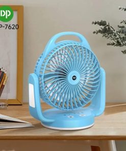 DP-7620 Rechargeable Desktop Fan with LED Light & Hanging Hook – Portable Multi-Function Cooling Fan