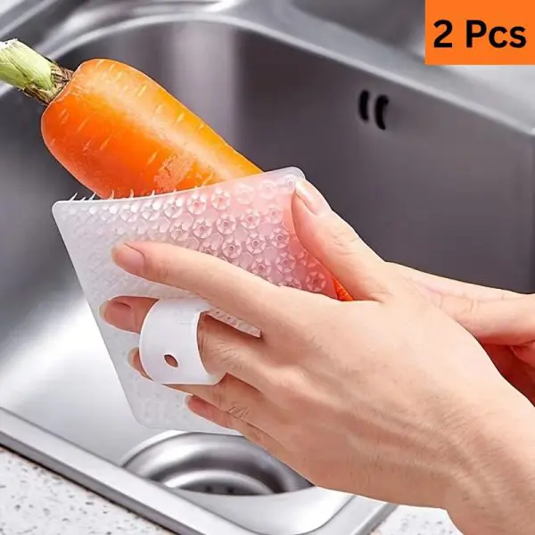2 PCS Multi-Purpose Fruit & Vegetable Cleaning Brush – Reusable Soft Bristle Kitchen Scrubber for Fruits, Vegetables, Pots & Sink Cleaning (2 Pcs)