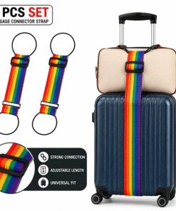 2 Pcs Elastic Adjustable Luggage Strap Carrier Strap Baggage Bungee Luggage Belts Suitcase Belt Travel Security Carry On Straps (2 Pcs)
