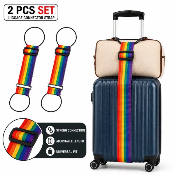 2 Pcs Elastic Adjustable Luggage Strap Carrier Strap Baggage Bungee Luggage Belts Suitcase Belt Travel Security Carry On Straps (2 Pcs)
