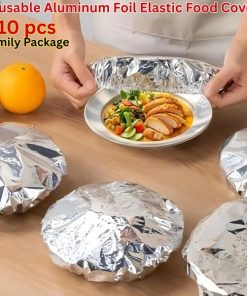 10 Pcs Reusable Aluminum Foil Food Cover Set  – Elastic Fresh Keeping Bowl Covers for Food Storage, Heat Retention & Meal Prep (10 Pcs)