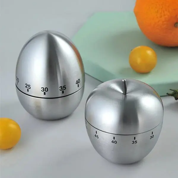 Premium Stainless Steel Mechanical Kitchen Timer – 60 Minute Manual Countdown Alarm Clock for Cooking, Baking, Study, Workout & Time Management