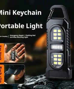 Keychain Flashlight USB C Rechargeable Hanging Work Light Waterproof Keyring Pocket Lamp