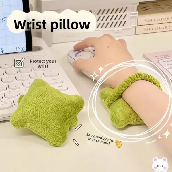 2 Pcs Ergonomic Wearable Wrist Rest Cushion – Soft PP Cotton Mouse & Keyboard Wrist Support Pad with Elastic Band for Office, Computer, Laptop, Gaming, Typing & Daily Use (2Pcs)