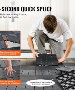 6 Pcs Heavy Duty Interlocking Plastic Deck Floor Tiles 12×12 Inch – Waterproof, Anti-Slip, UV & Weather Resistant Modular Flooring for Balcony, Garden, Patio, Porch, Rooftop, Backyard & Indoor Outdoor Use (6Pcs)