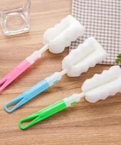 3 Pcs Long Handle Multi-Functional Sponge Bottle Cleaning Brush Set – Replaceable Soft Sponge Heads for Baby Bottles, Water Bottles, Thermos, Mugs, Glassware & Kitchen Cleaning (3 Pcs)