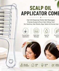 Scalp Oil Applicator Comb – Hair Oil Dispenser Roller Ball Massager, Precise Scalp & Root Hair Oiling Tool for Hairline, Hair Roots, Spa, Salon & Home Use