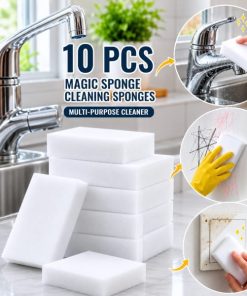 10 Pcs Melamine Magic Sponge Eraser – Multi-Purpose Cleaning Sponges for Kitchen, Bathroom, Wall, Tile & Household Cleaning (10 Pcs)