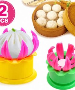 2 Pcs Multi-Functional Dumpling & Bao Bun Maker – Manual Mould with Dough Cutter for Momo, Dumpling, Steamed Bun, Pie & Pastry Making (2 Pcs)