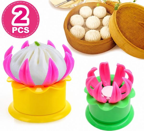 2 Pcs Multi-Functional Dumpling & Bao Bun Maker – Manual Mould with Dough Cutter for Momo, Dumpling, Steamed Bun, Pie & Pastry Making (2 Pcs)