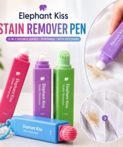 Elephant Kiss Stain Remover Pen (12ml) – 2-in-1 Double-Ended Portable Fabric Cleaner with Keychain for Clothes, Food, Oil, Grease & Makeup Stains