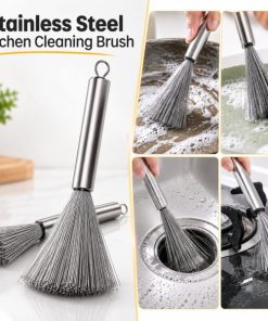 Stainless Steel Kitchen Cleaning Brush – Long Handle Heavy-Duty Pot & Pan Scrubber for Wok, Tawa, Grill, Stovetop & Cookware